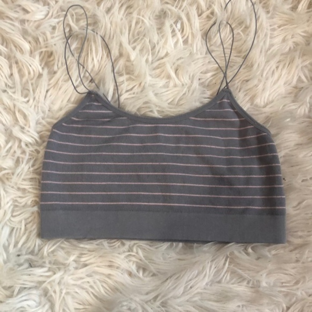 Bralette gray and pink striped sz sm